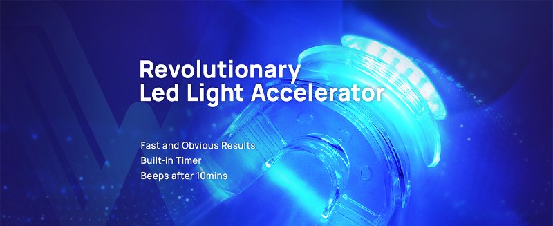 Teeth whitening kit with advanced LED light featuring 5 ultra-bright bulbs ensures effective results