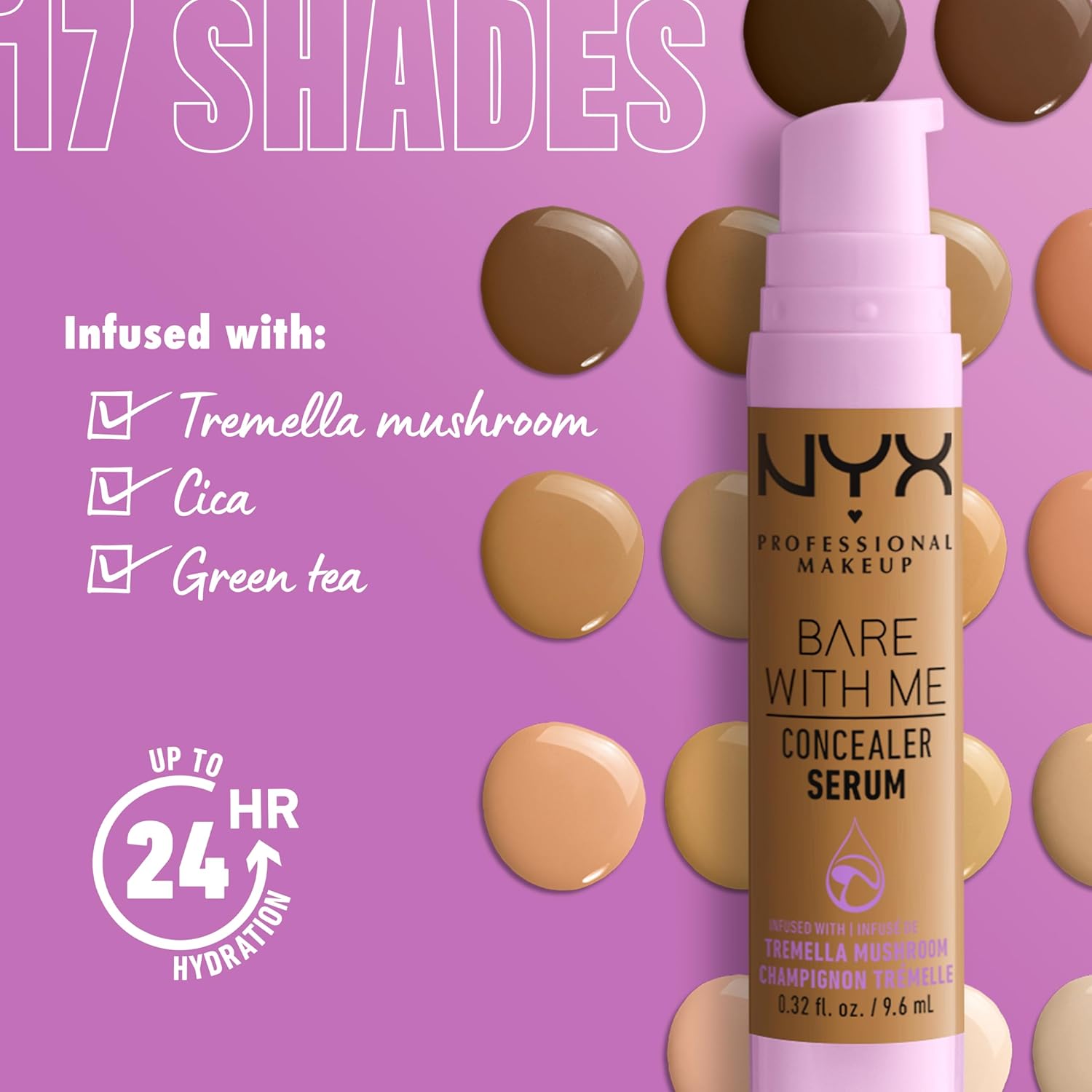 NYX PROFESSIONAL MAKEUP Bare With Me Concealer Serum, Concealer Makeup For Up To 24Hr Hydration - Light - Image 5