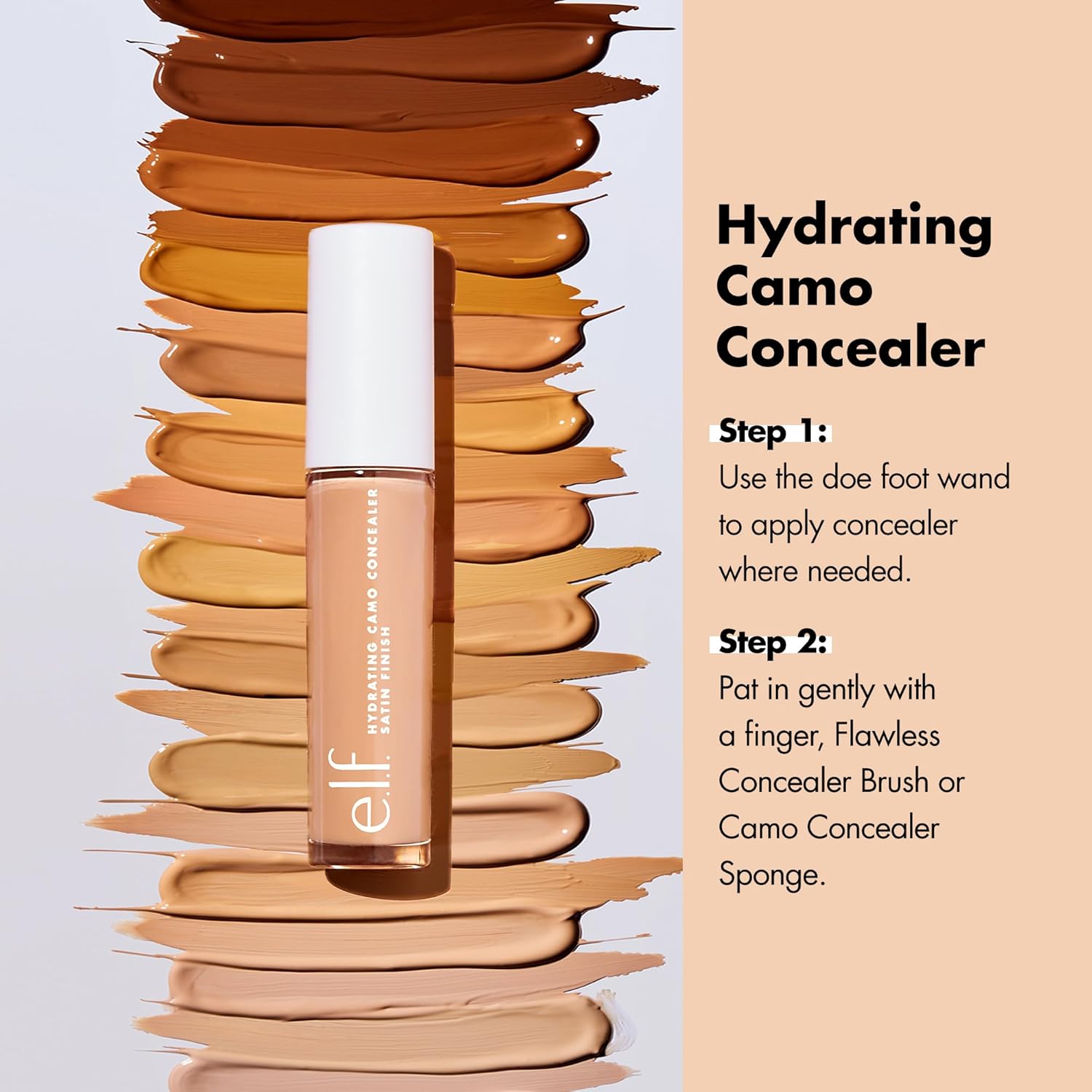 e.l.f. Hydrating Camo Concealer, Covers Blemishes & Under-Eye Circles, Full-Coverage & Delivers A Satin Finish, Vegan & Cruelty-Free, Fair Beige - Image 3