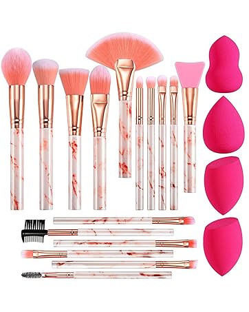 pink makeup brushes with sponges