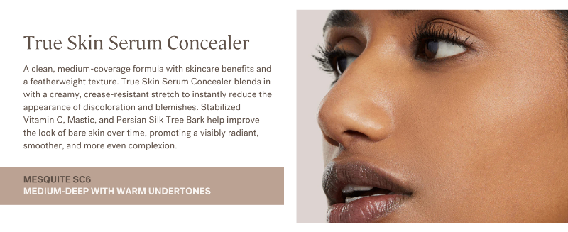 ILIA True Skin Serum Concealer in shade Mesquite SC6, medium-deep with warm undertones.