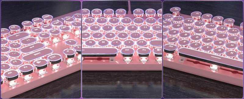 Typewriter Style Mechanical pink Keyboard