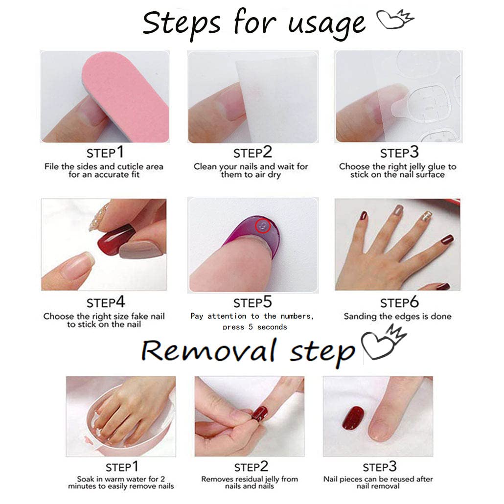 Black Press on Nails Artificail Extra Long, Coffin Fake Nails with LOVE Acrylic Full Cover Long Fake Nails with Design Nail Tips for Women&Girls,24PCS - Image 5