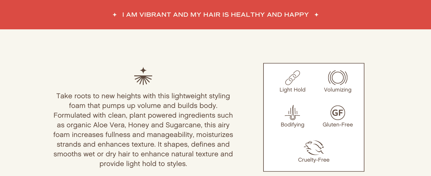 Innersense I Create Lift Volumizing Foam is volumizing, bodifying and has light hold. Gluten-free.