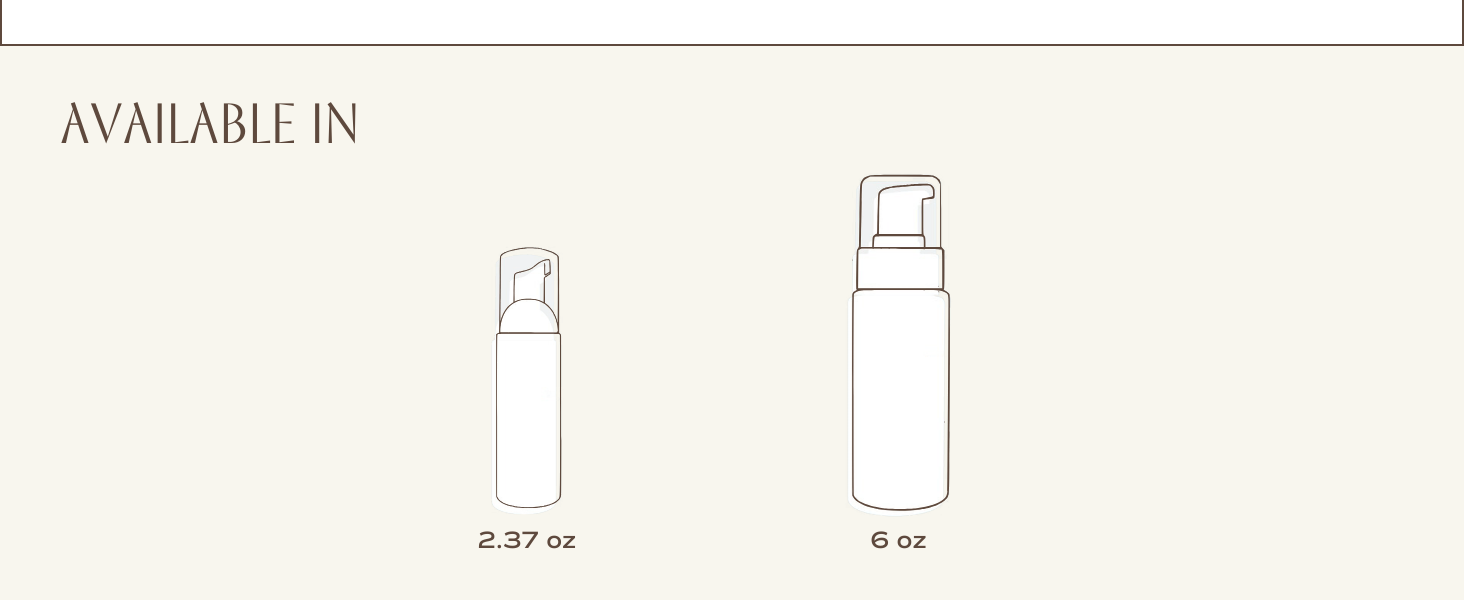 Available in 2.37 oz foamer and 6 oz foamer. All are PCR packaging.