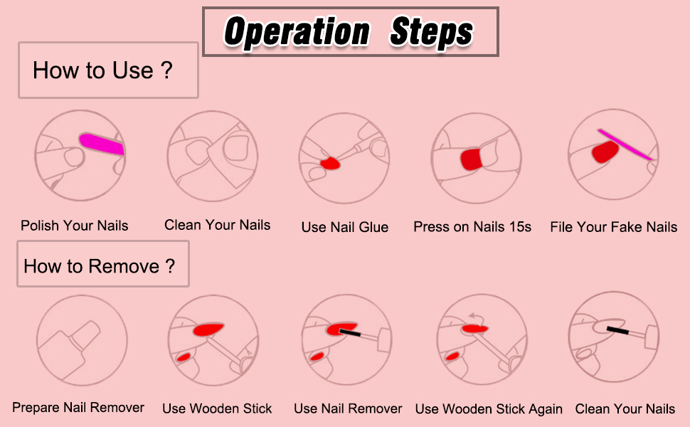 Operation Steps of Press on Nails Fake Nails for Women