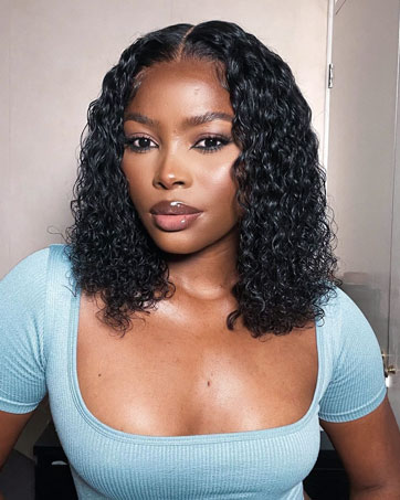 14 inch deep wave curly bob wig human hair,short deep wave bob lace front wigs human hair 14 inch
