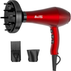 1875W Powerful Negative Ions Hair Dryer Ceramic Professional Far Infrared Blow Dryer 2 Speeds 3 Heating Settings with Diffuser Concentrator & Comb
