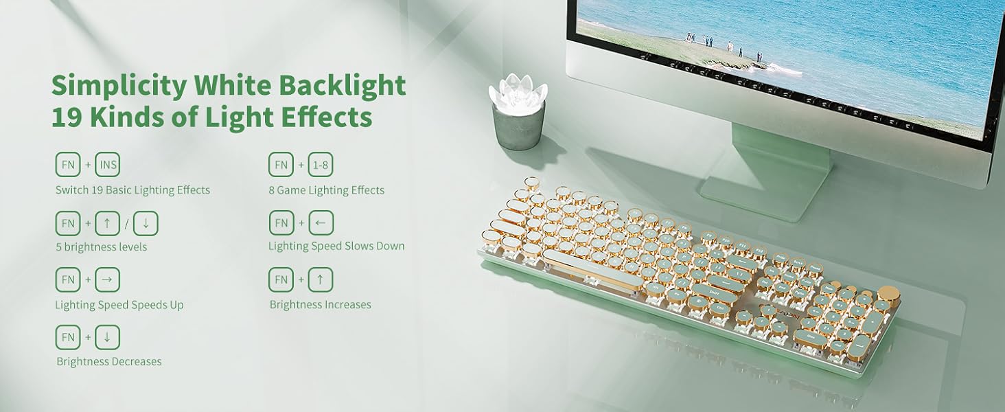 typewriter keyboard steampunk keyboard Green typewriter mechanical gaming keyboard