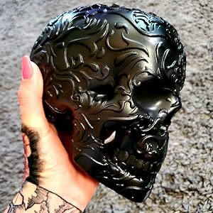 White skull customer image with crystal holders