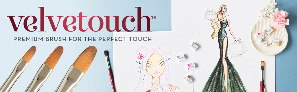 Velvetouch, watercolor paint brushes, acrylic paint brushes, paint brushes, painting brushes