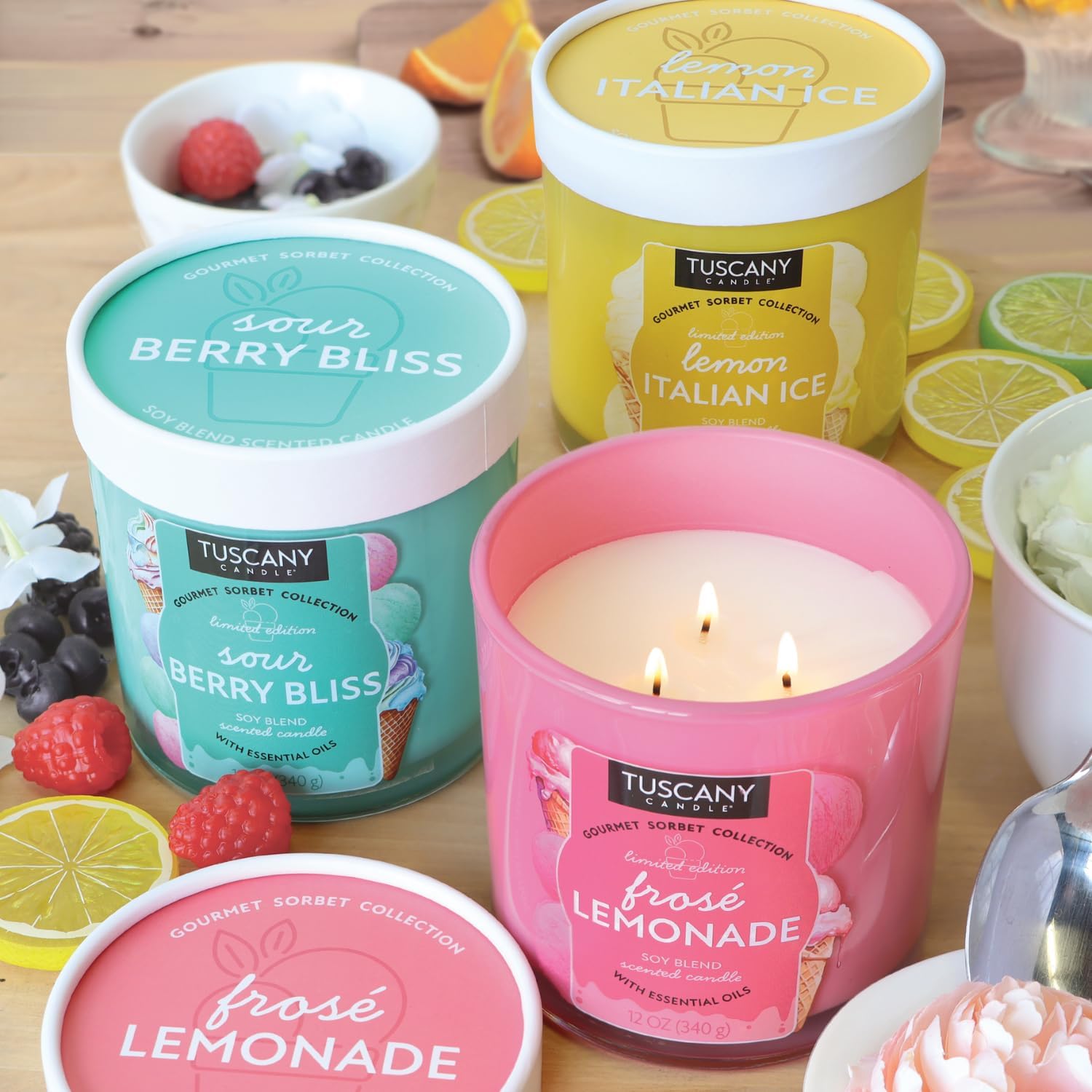 Tuscany Candle Sour Berry Bliss: Blue Raspberry Scented Summer Candle, 12 oz — Gourmet Sorbet Collection - Image 3