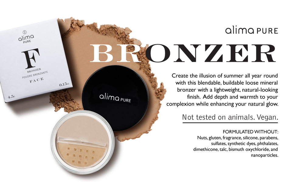 alima pure, bronzer, makeup, pressed powder, loose mineral bronzer, contour powder