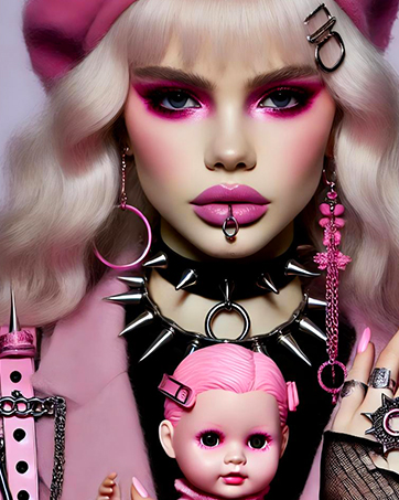 Afflano Goth girl makeup pink eyeshadow eyes makeup