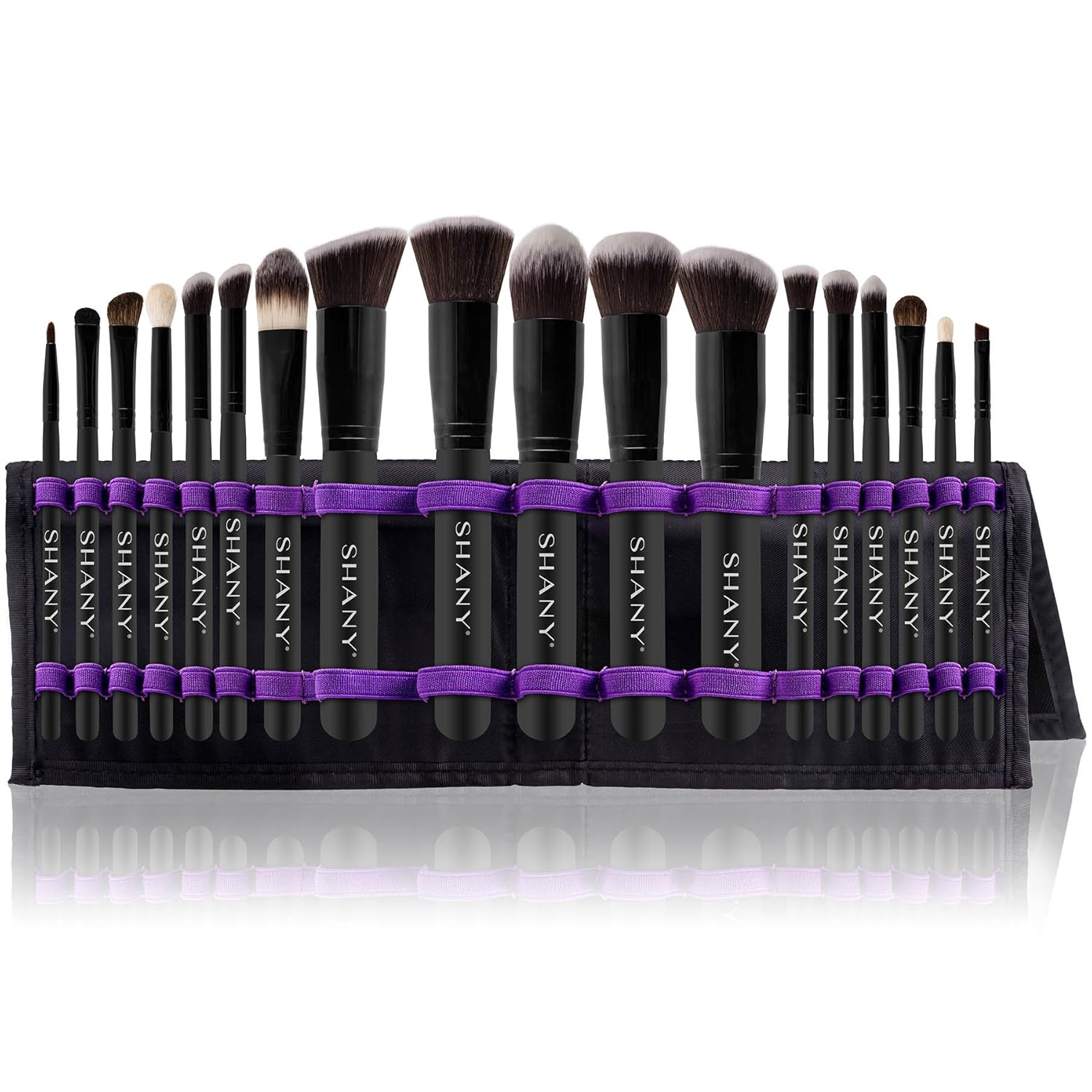 SHANY Makeup Brushes Artisan Easel Elite Cosmetics Make up Brush Set, Complete Kabuki Makeup Brush Set with Standing Convertible Makeup Brush Holder Storage - 18 pcs