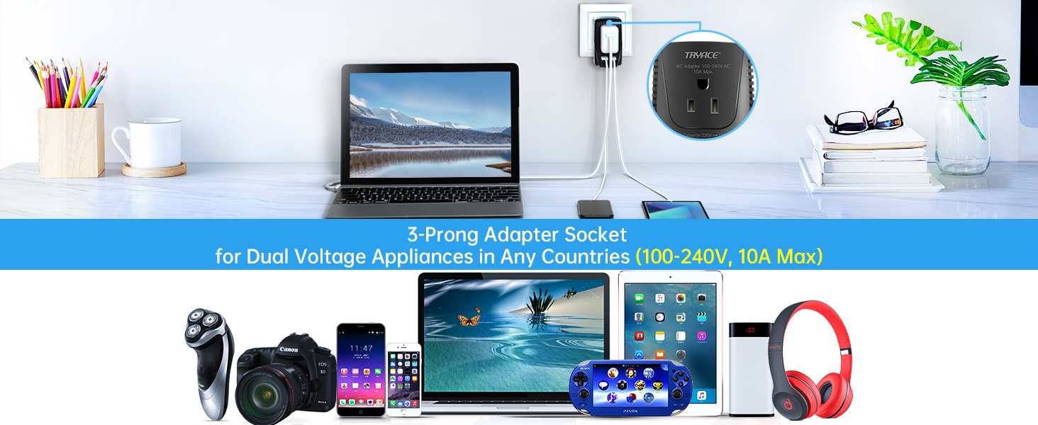3-Prong Adapter Socket