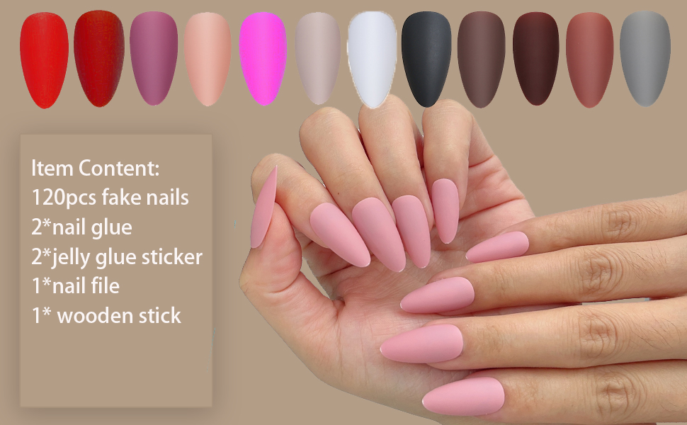 Matte full cover fake nails