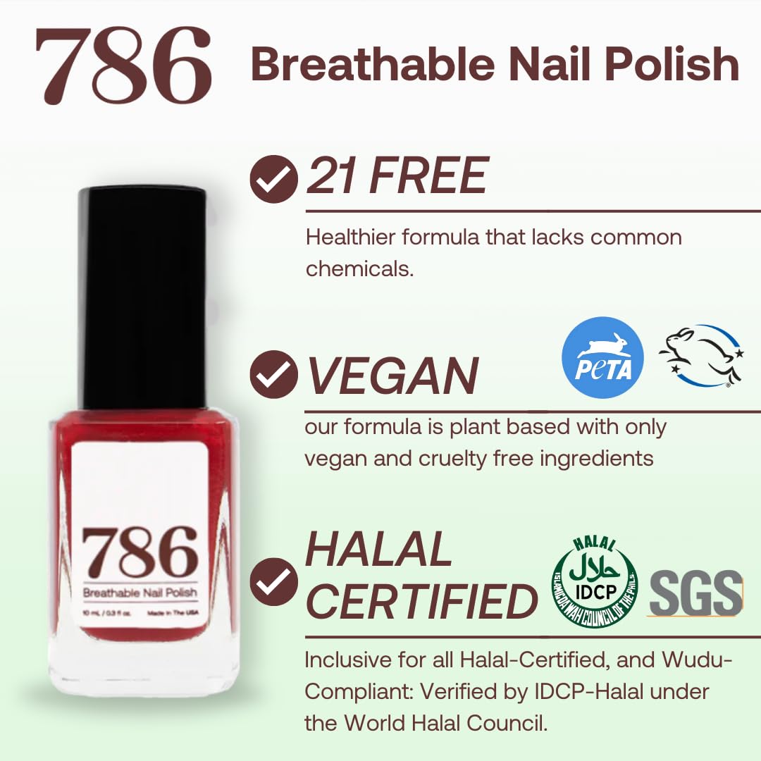 786 Cosmetics Breathable Vegan Nail Polish, Cruelty-Free, Healthy, Halal Nail Polish, Fast-Drying Nail Polish (Sakura) - Image 2