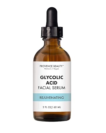 Rejuvenating Glycolic Acid Facial Serum in an Amber Glass Bottle