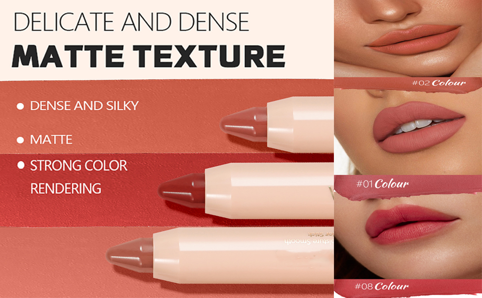 Red Lipstick Crayon Lipstick Long-Lasting Waterproof Lipstick Natural Velvet Lip Stain Full Coverage