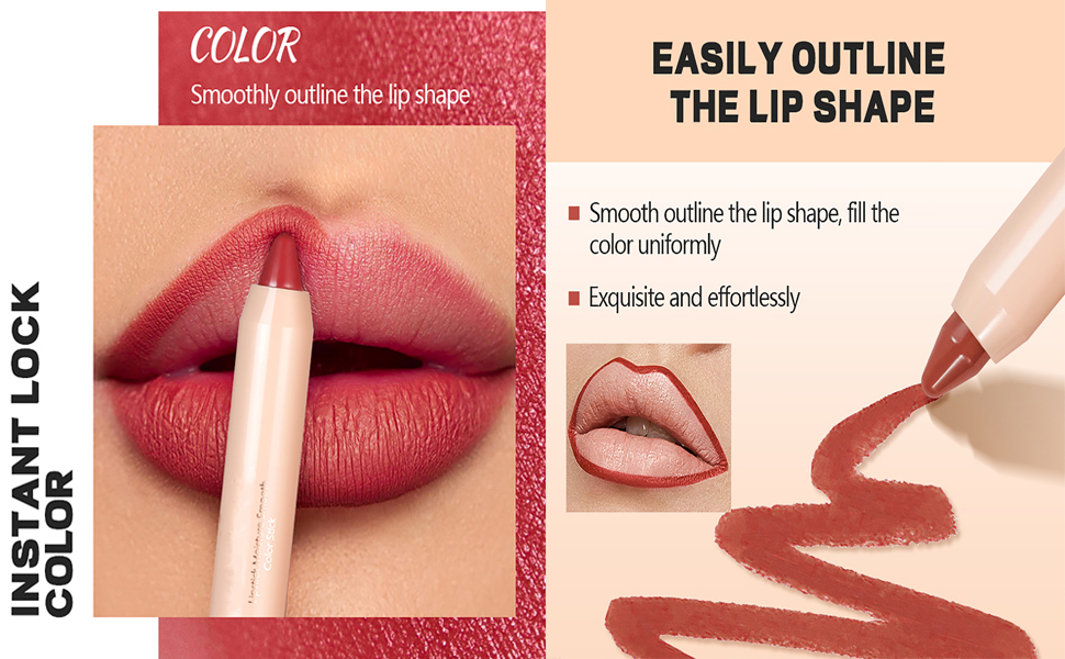 Red Lipstick Crayon Lipstick Long-Lasting Waterproof Lipstick Natural Velvet Lip Stain Full Coverage