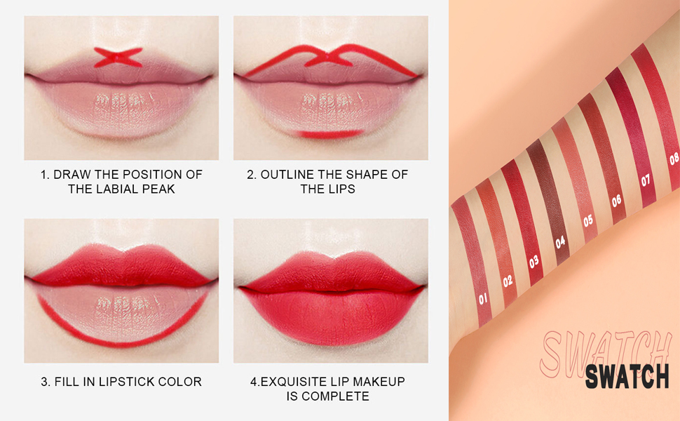 Red Lipstick Crayon Lipstick Long-Lasting Waterproof Lipstick Natural Velvet Lip Stain Full Coverage