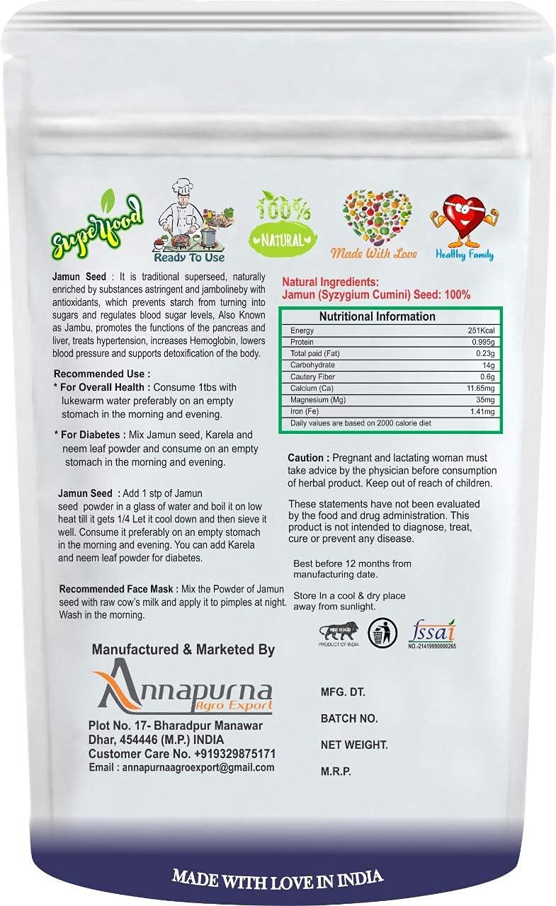 Jamun Seeds Powder for Diabetes | Sugar Balance - 500 GM by B Naturall - Image 2