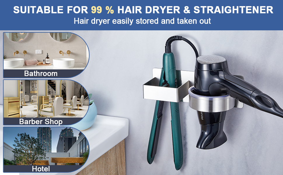 yayinli hair dryer and straightener holder wall mount  bathroom hair tool organizer 