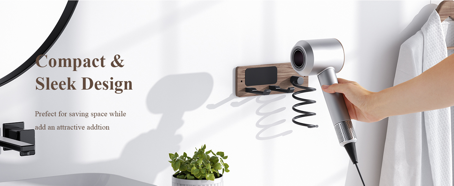 Walnut Hair Dryer Holder Curling Iron Holder