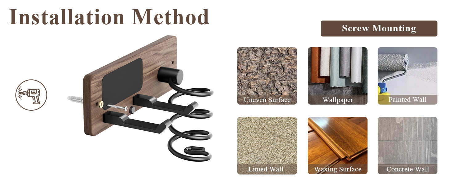 Walnut Hair Dryer Holder Curling Iron Holder