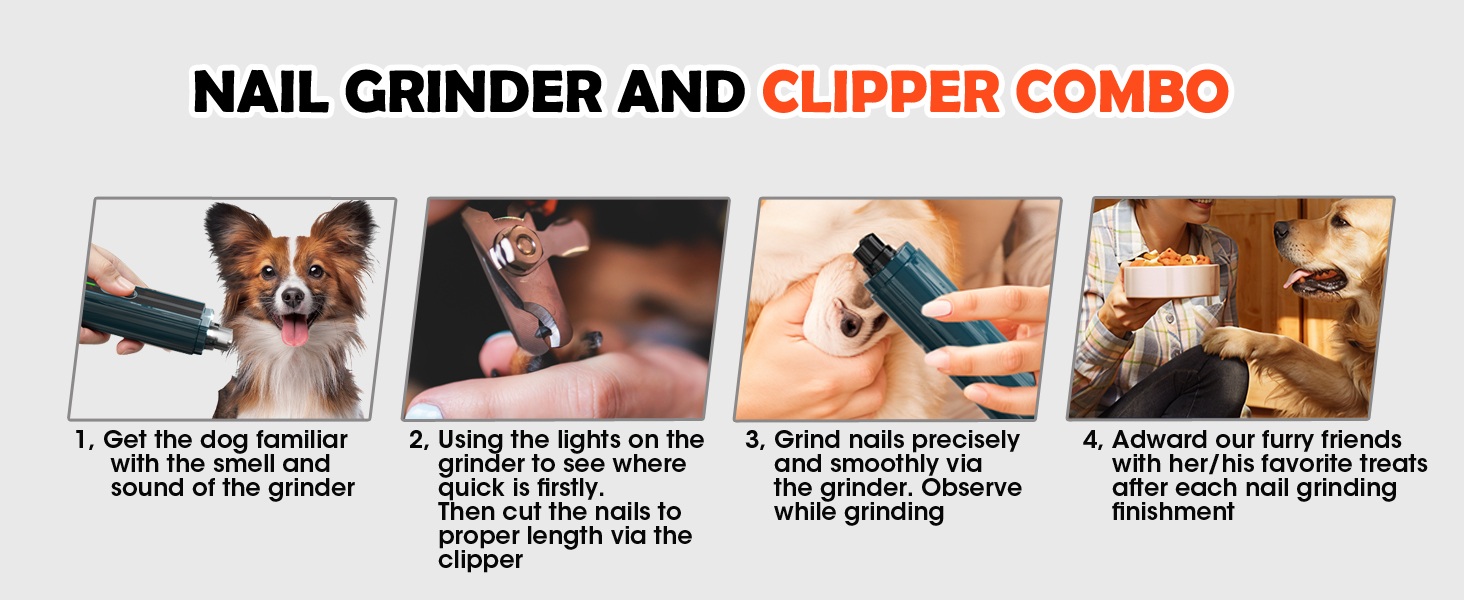 pet nail grinder and clipper combo, complete pet nail groomng via just one kit