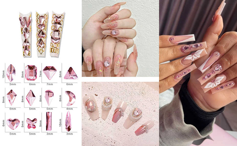 Pink Nail Art Rhinestones Kit