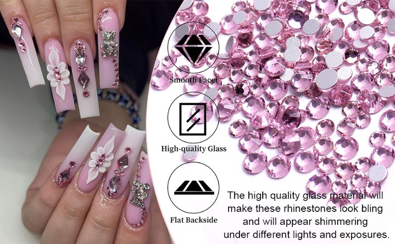 Pink Nail Art Rhinestones Kit