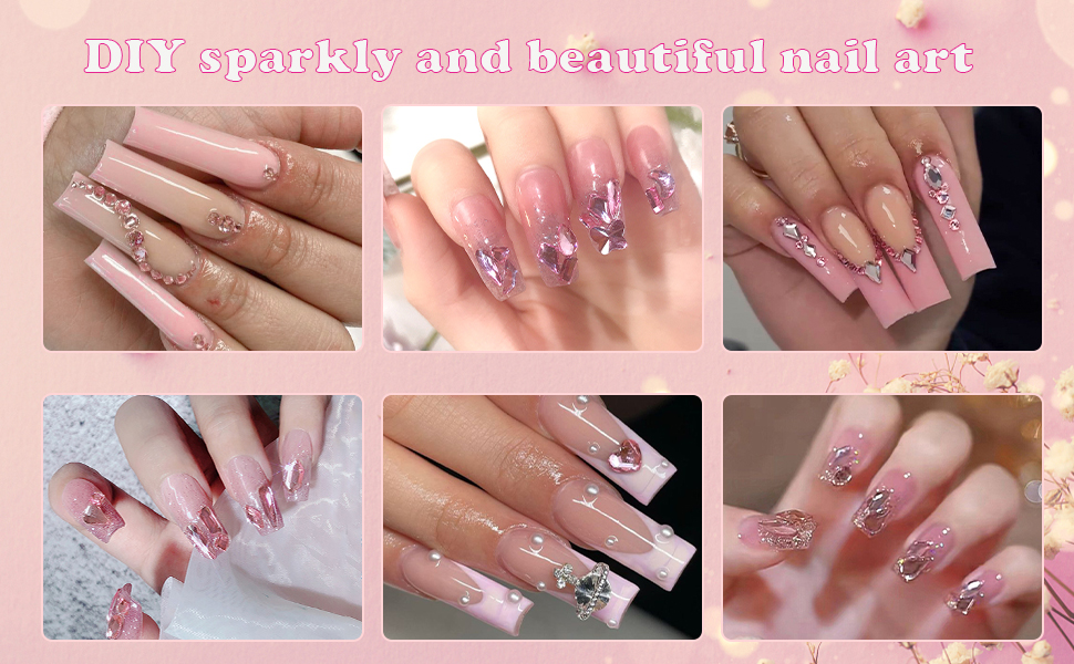 Pink Nail Art Rhinestones Kit