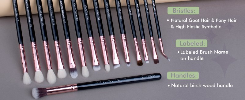 eyeshadow brush set labeled