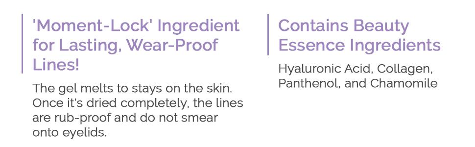 moment-lock' ingredient for lasting, wear-proof lines