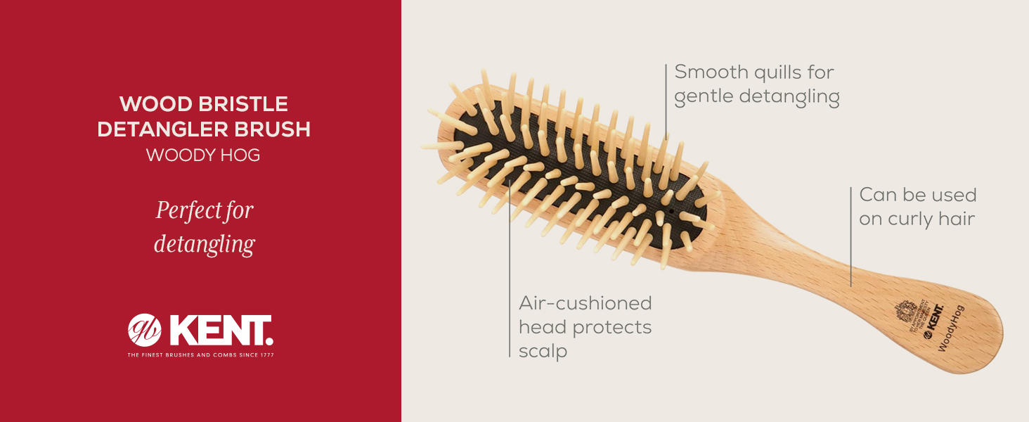 Kent Woody hog wood bristle detangler brush perfect for detangling