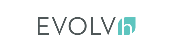 EVOLVh logo in gray and teal.