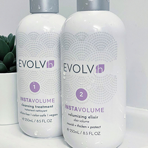 InstaVolume Treatment and Elixir in shower.