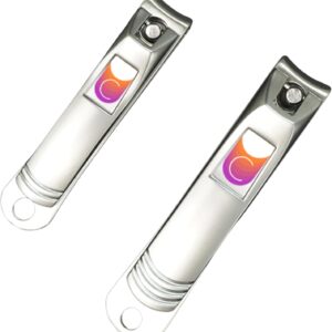 CUTICOR Nail Clipper Set - Set of 2 Fingernail and Toenail Clippers with Tin Travel Case - Ultra Sharp Stainless Steel Nail Clippers for Men and Women - Heavy Duty Nail Clippers for Thick Nails