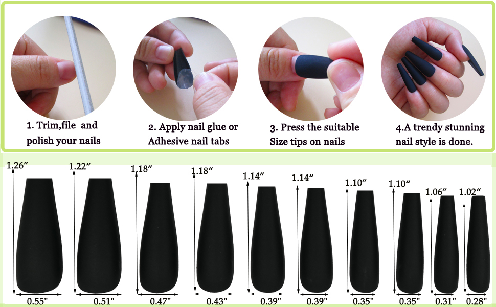 medium length coffin press on nails