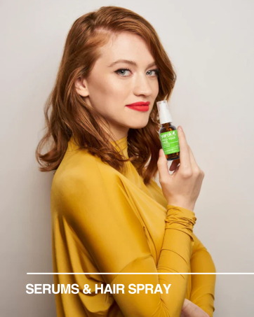 Yarok Serums & Hair Spray, Woman holding Yarok Serum