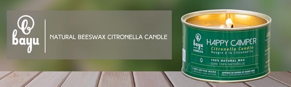 natural beeswax citronella candle; outdoor citronella candles; mosquito repellent; patio or camping