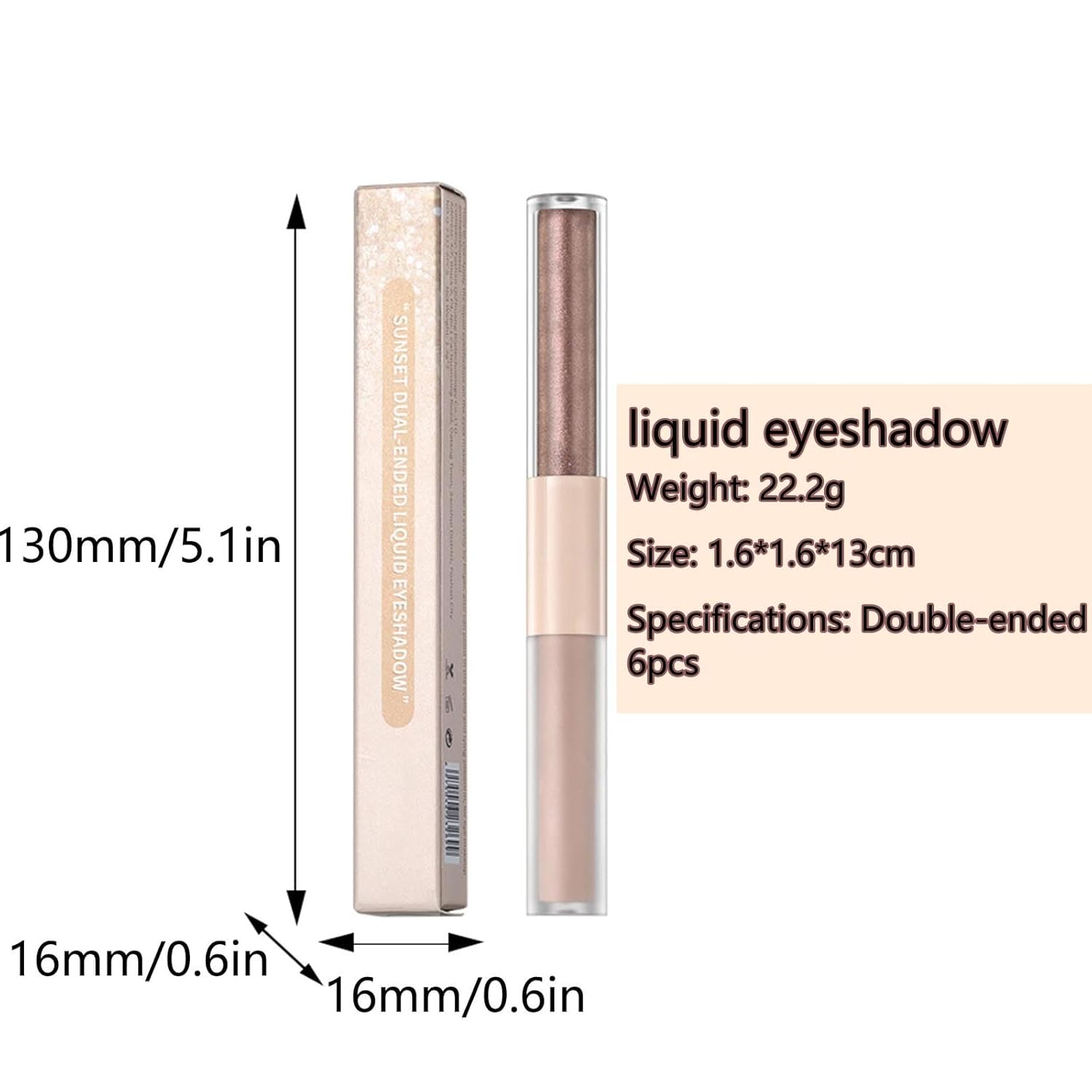 Dark Brown Matte Metallic Double Ended Glitter Eyeshadow Stick Pencil Base Waterproof Long Lasting Highlight Pen Makeup (#5) - Image 7