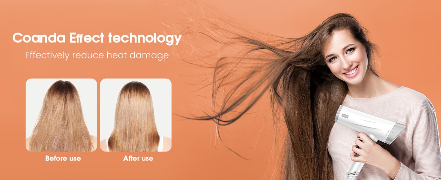Fentgo hair dryer with diffuser ionic hair dryer for women small hair dryer