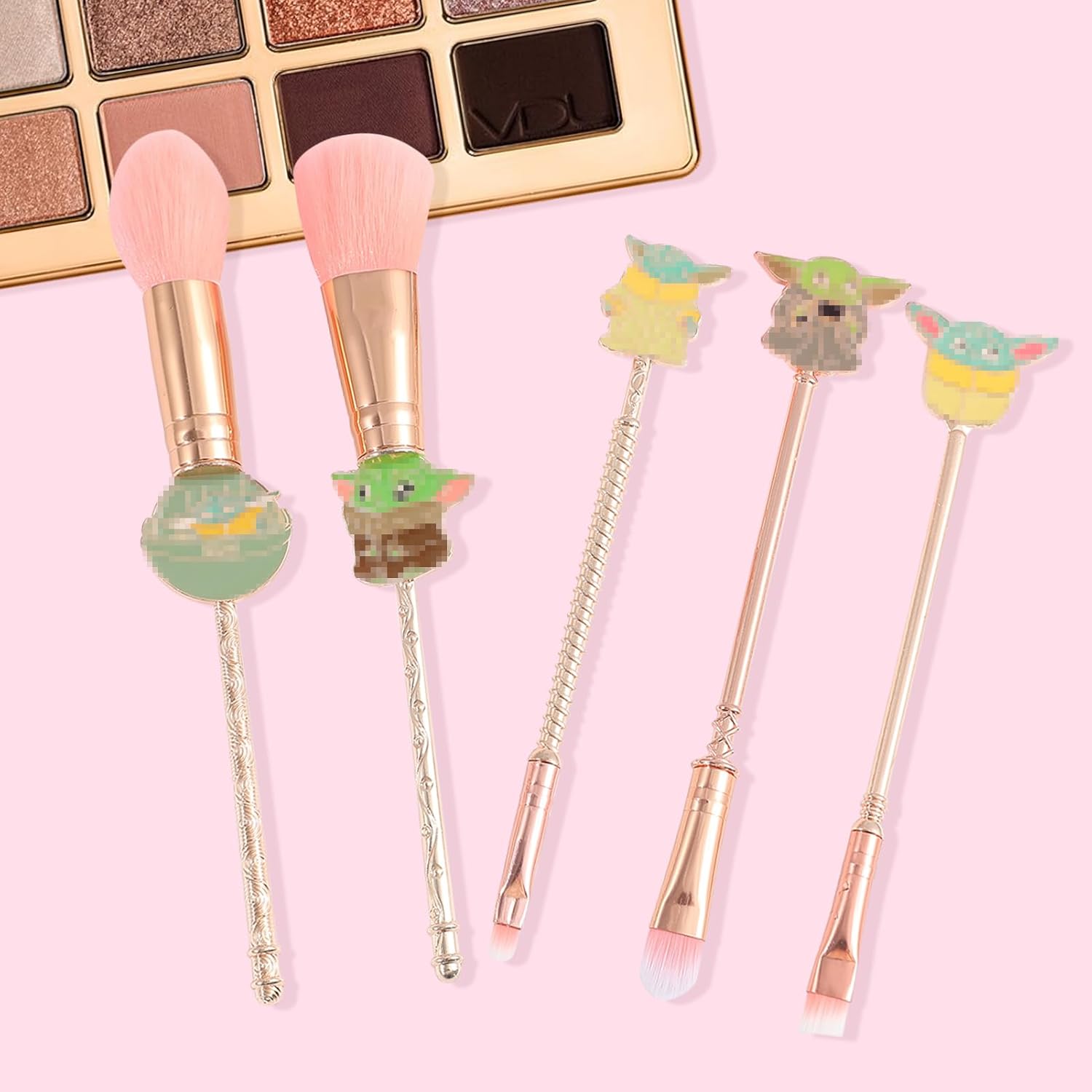 5PCS Star Baby Makeup Brushes,WeChip Premium Metal Handle Anime Brushes Foundation Blush Eye Shadows Face Powder Brush for Women Girls - Image 2