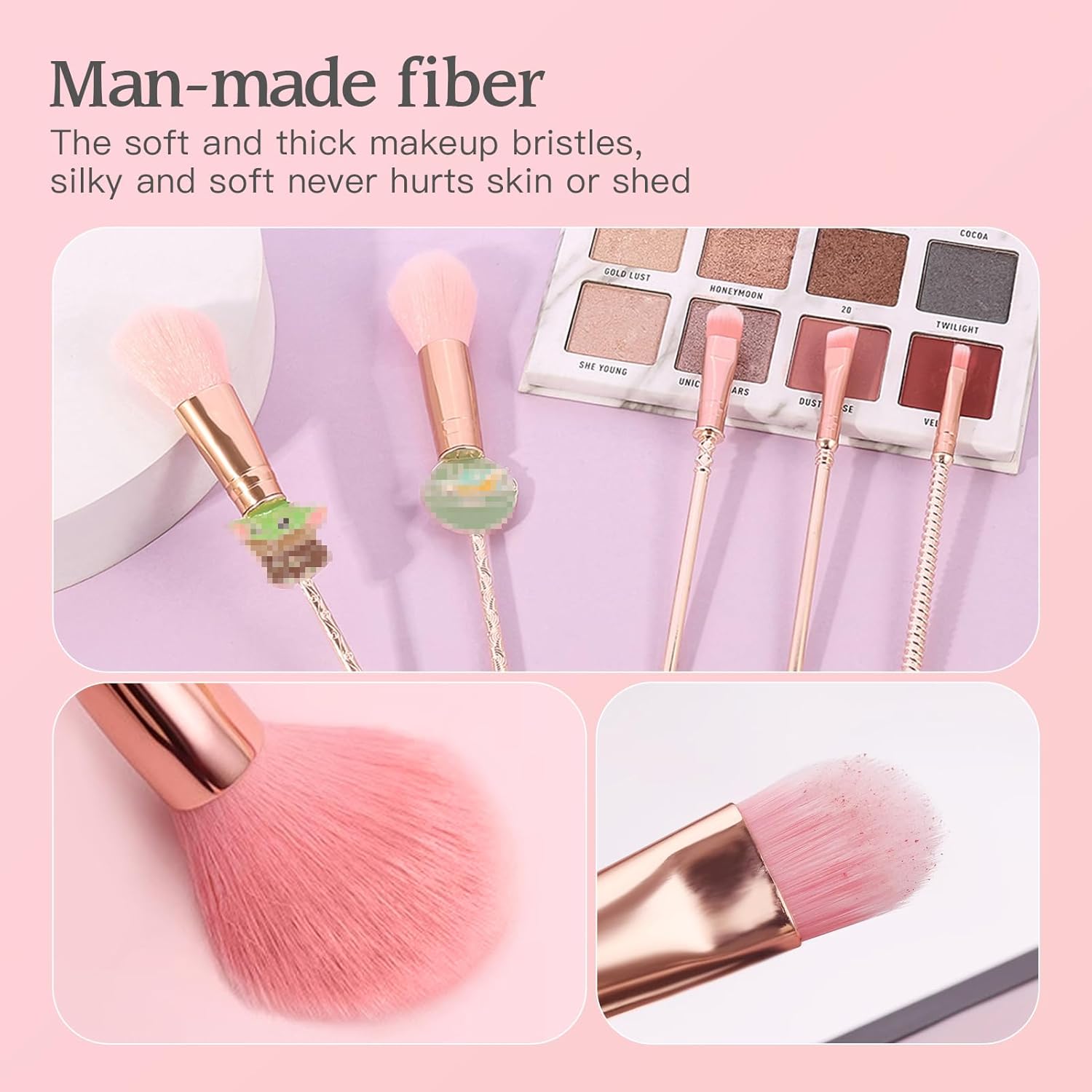 5PCS Star Baby Makeup Brushes,WeChip Premium Metal Handle Anime Brushes Foundation Blush Eye Shadows Face Powder Brush for Women Girls - Image 4