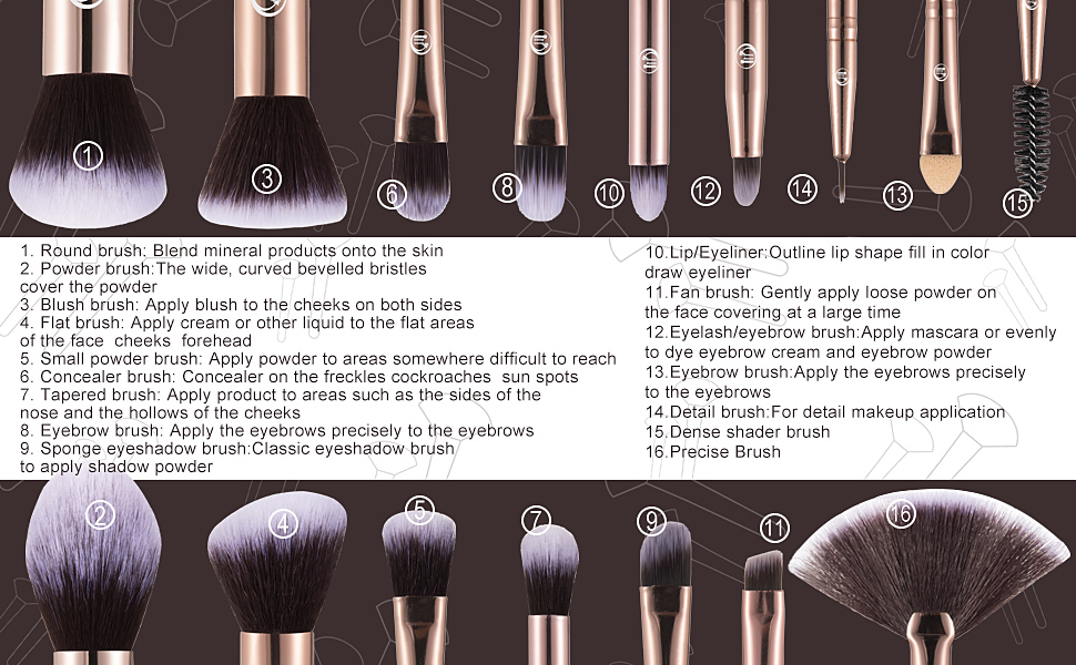 111 Marble Makeup Brush Set Detail