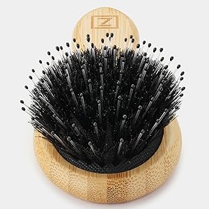 Natural Boar Bristle Mini Hair Brush for Women, Men, Kids