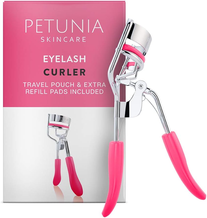 Silicone Eyelash Curler with Refill Pads & Satin Pouch Designed for No Pinching or Pulling and Perfect for Those with Straight Flat Lashes Wanting Dramatic Long Lasting Seamless Curls